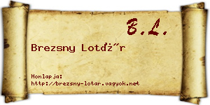 Brezsny Lotár névjegykártya